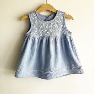 Fabindia Baby Girls 18-24M Floral Embroidered Top Sleeveless Blouse Summer